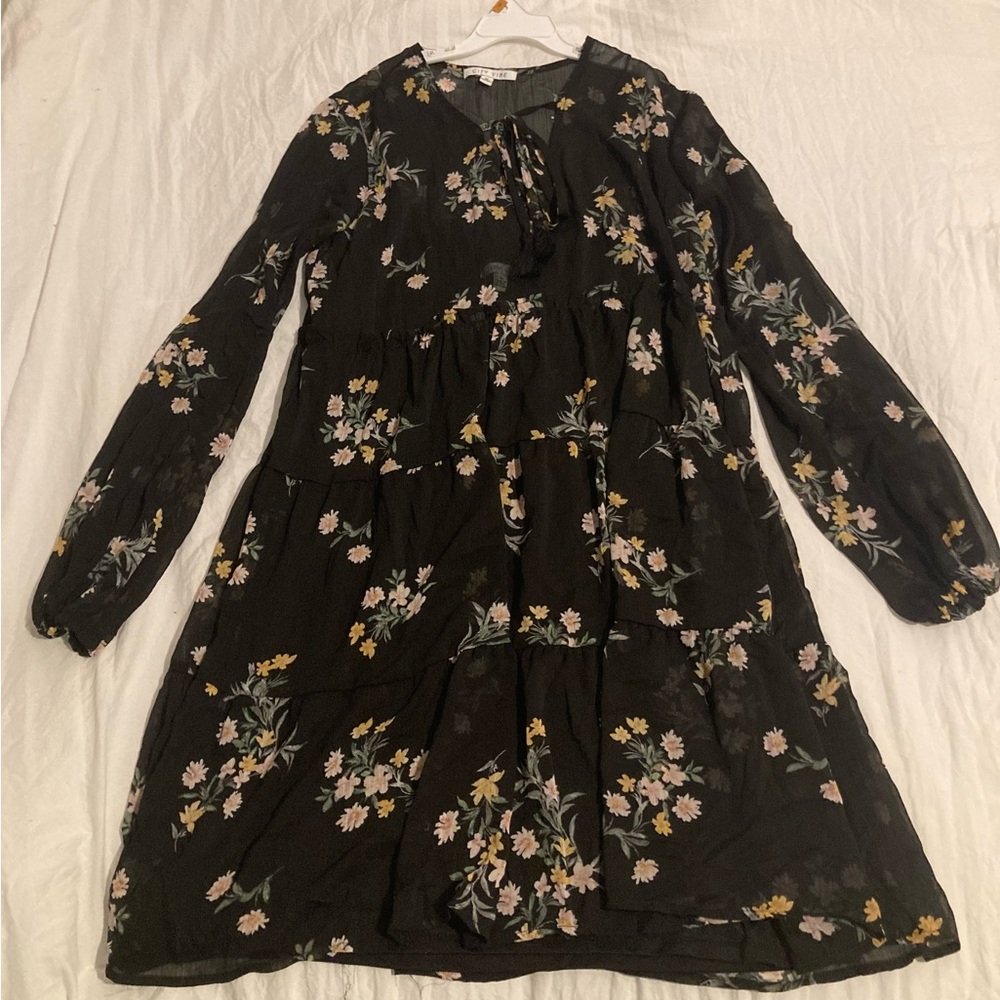 City Vibe Black Floral Midi Dress